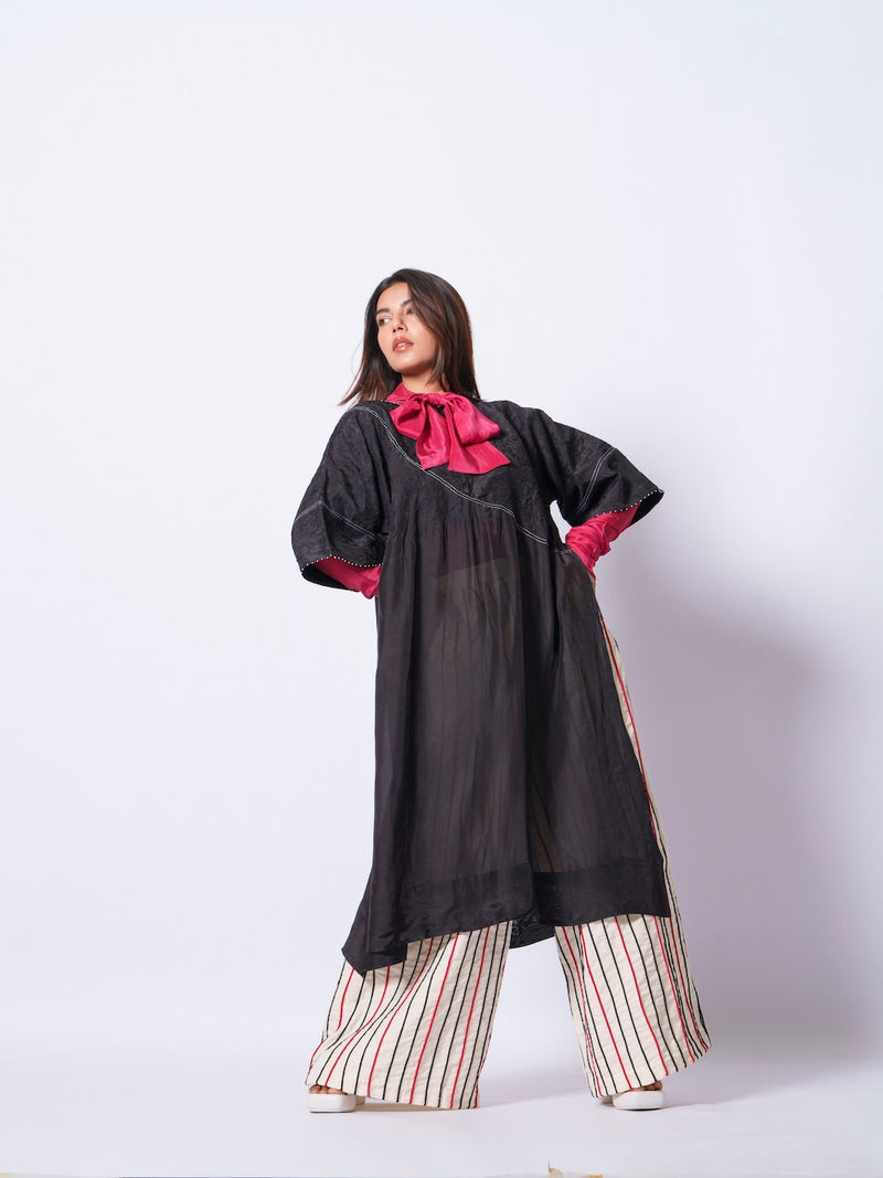 Cord Pants-Ivory + Black + Red handwoven cotton pants/trousers by Stoique in ivory, black, red for women in Singapore