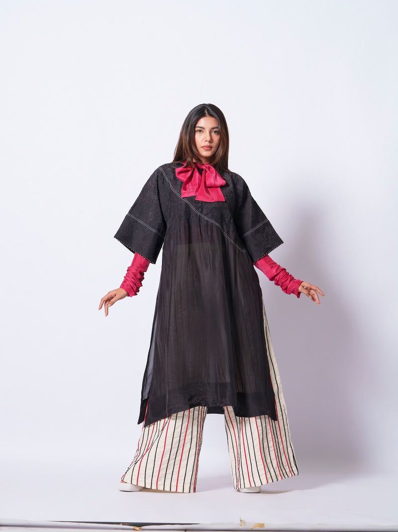 Cord Pants-Ivory + Black + Red handwoven cotton pants/trousers by Stoique in ivory, black, red for women in Singapore