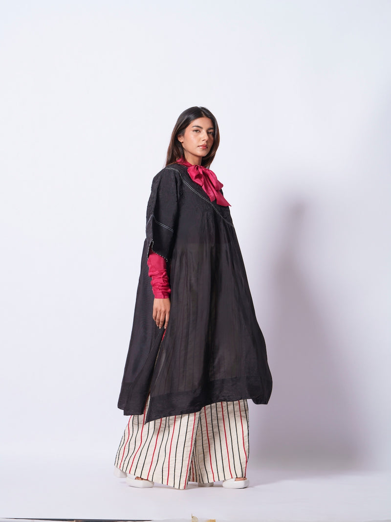 Cord Pants-Ivory + Black + Red handwoven cotton pants/trousers by Stoique in ivory, black, red for women in Singapore
