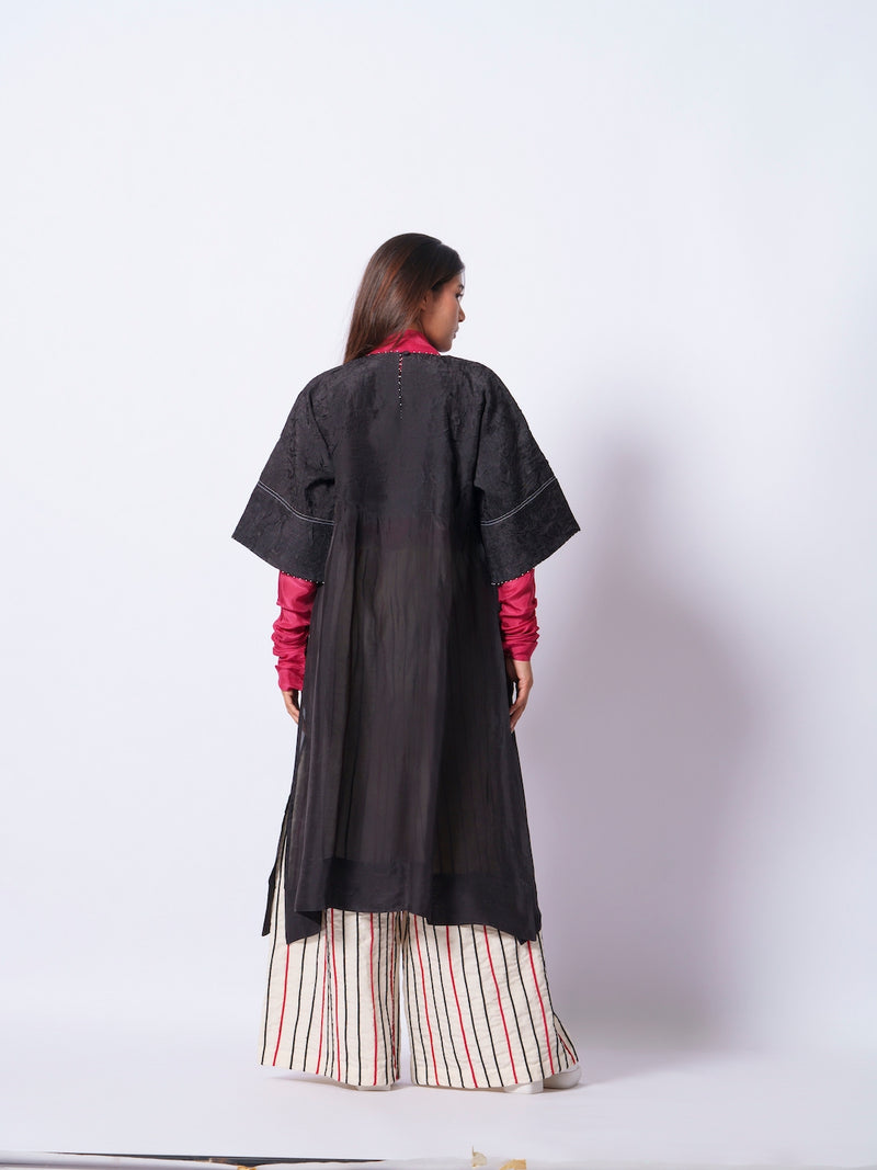 Cord Pants-Ivory + Black + Red handwoven cotton pants/trousers by Stoique in ivory, black, red for women in Singapore
