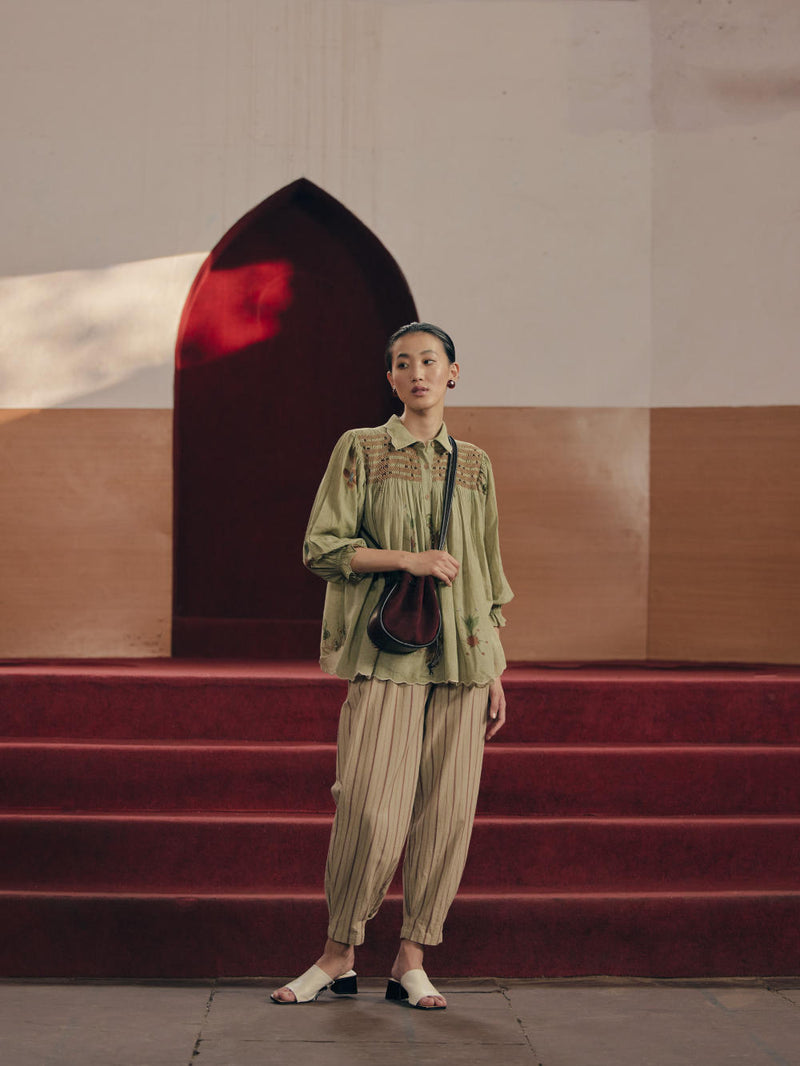 Pleat Pant - Striper Brown by CORD for in Singapore