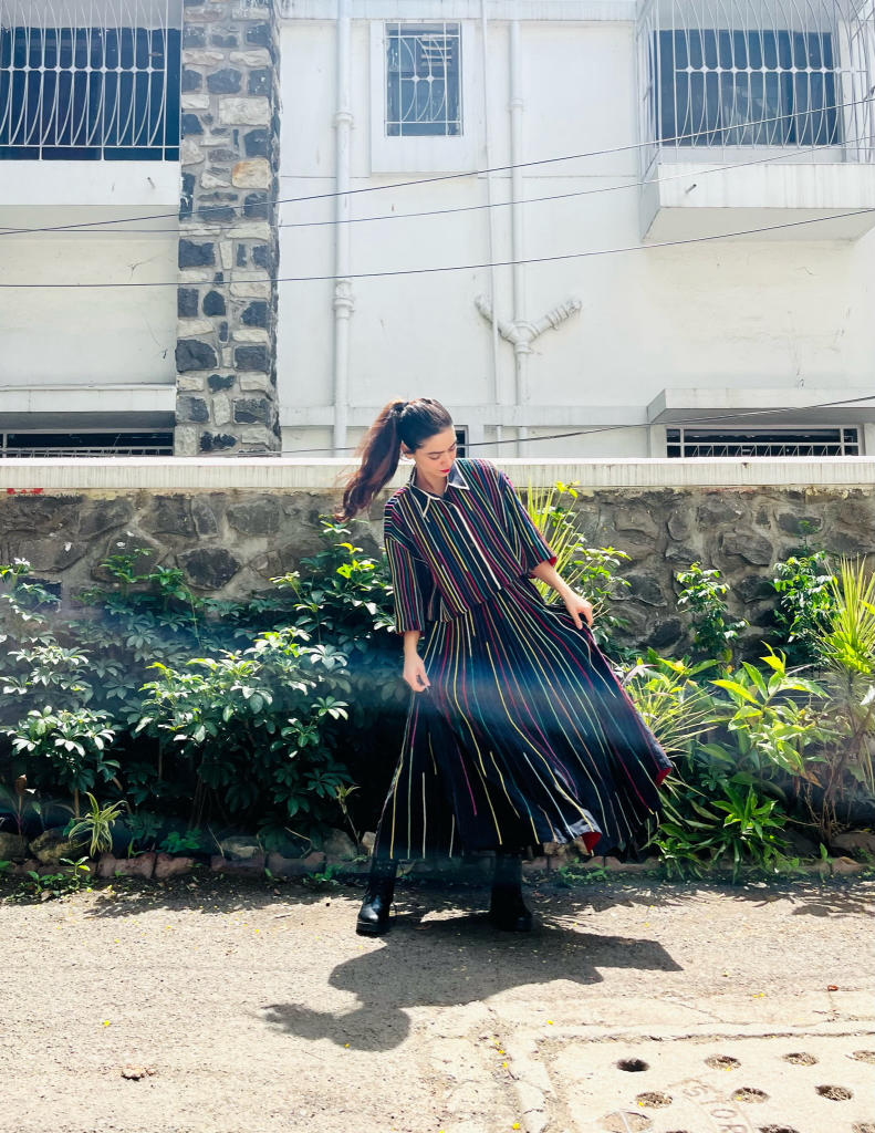 Cord Skirt + Cord Shrey Shirt cotton by Ka-Sha in multi color for women in Singapore