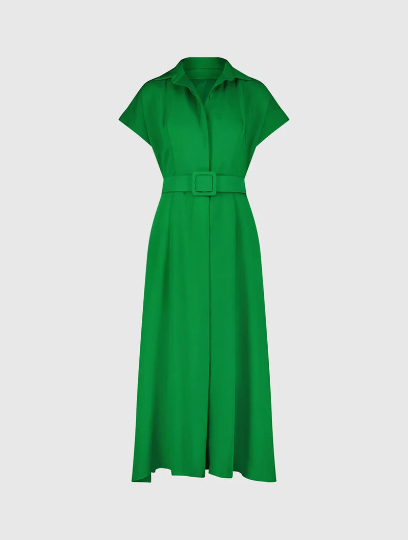 21000-Midi Dress With Belt-Spring Green by Mac Duggal in green color for women in Singapore