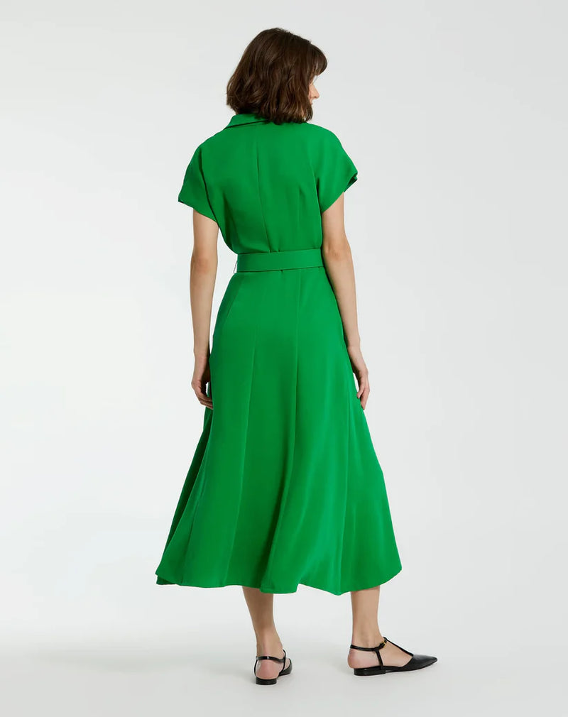 21000-Midi Dress With Belt-Spring Green by Mac Duggal in green color for women in Singapore