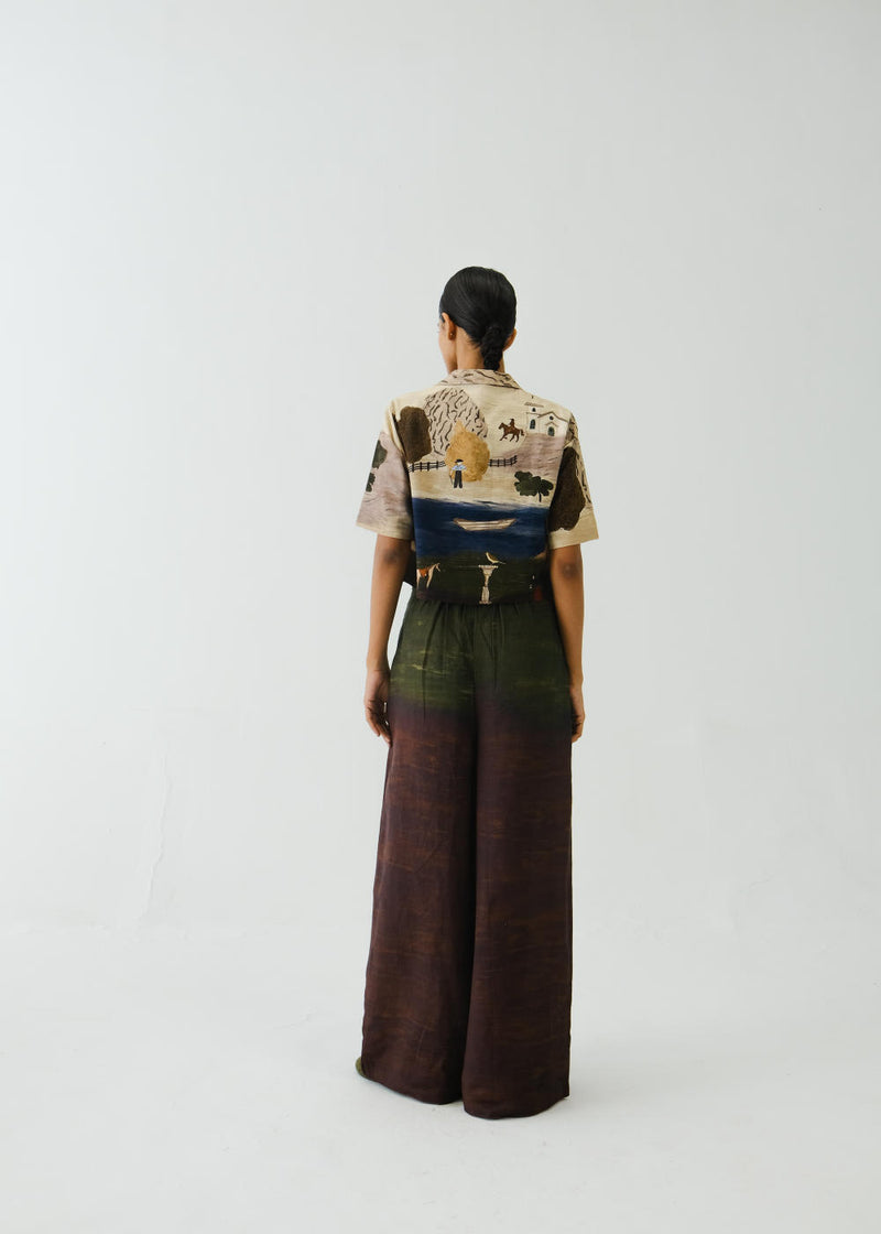 Crop Set-Village Print linen by CORD for women in Singapore