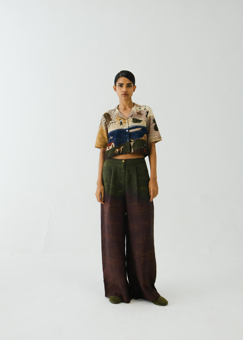 Crop Set-Village Print linen by CORD for women in Singapore
