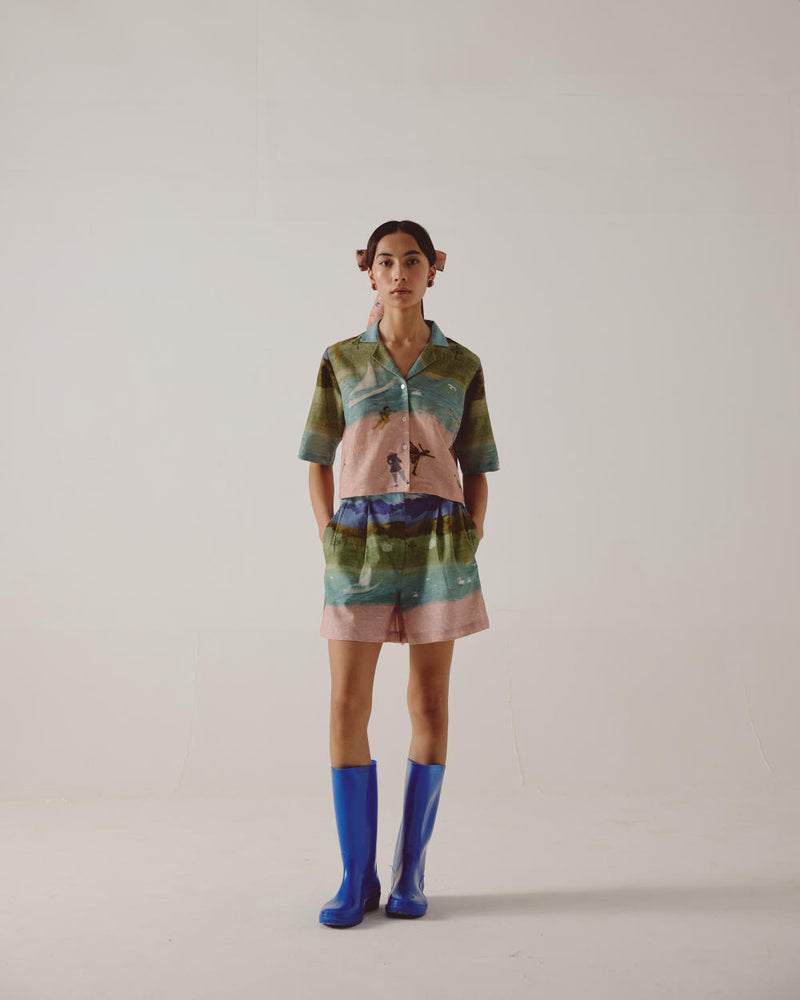 Crop Set-Skater cotton by CORD in multi for women in Singapore