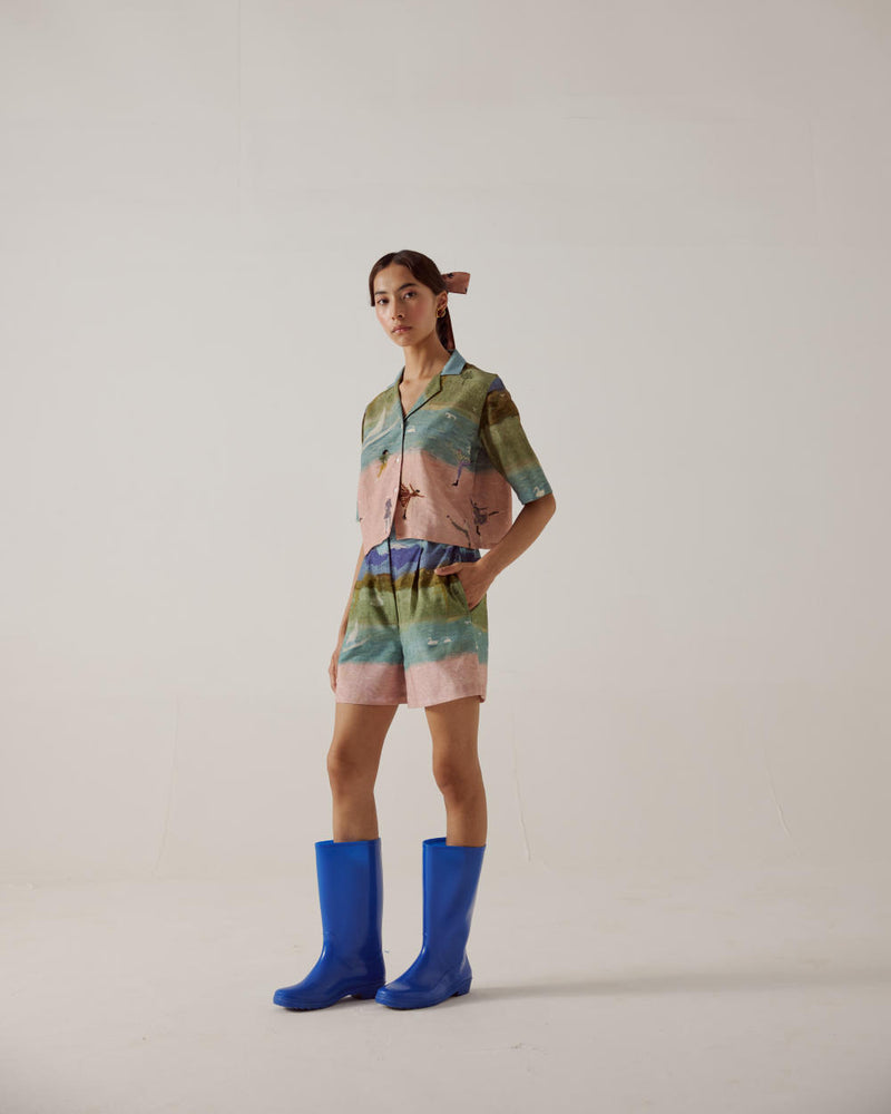 Crop Set-Skater cotton by CORD in multi for women in Singapore