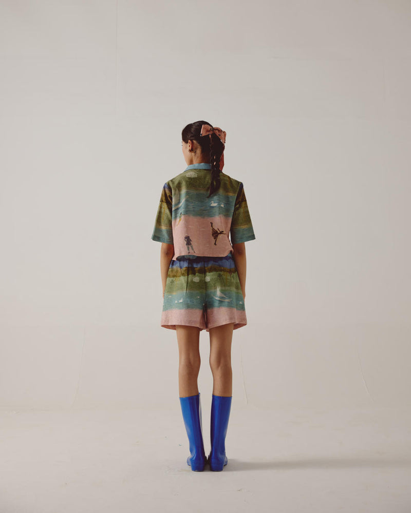 Crop Set-Skater cotton by CORD in multi for women in Singapore