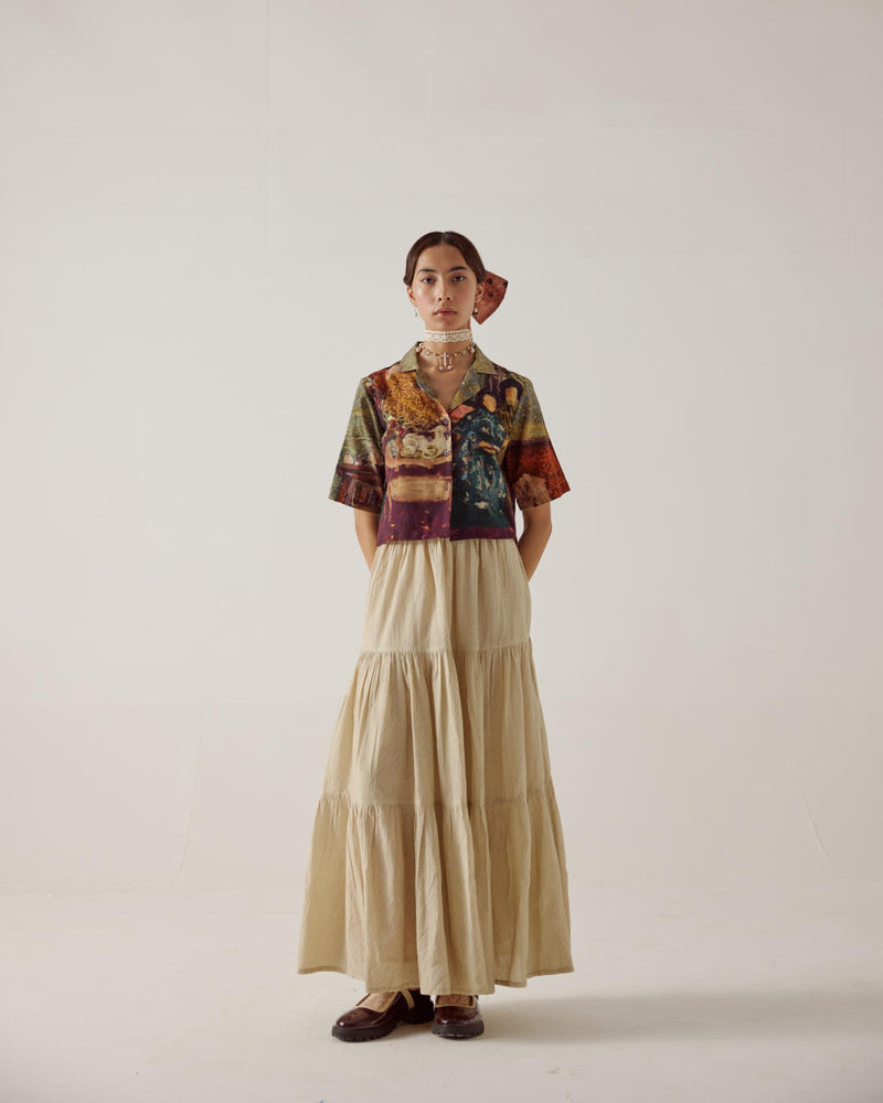 Crop Shirt -High Tea cotton by CORD in multi for women in Singapore