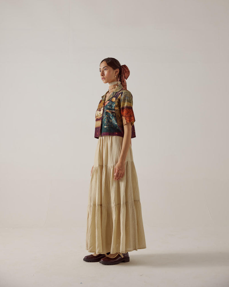 Crop Shirt -High Tea cotton by CORD in multi for women in Singapore