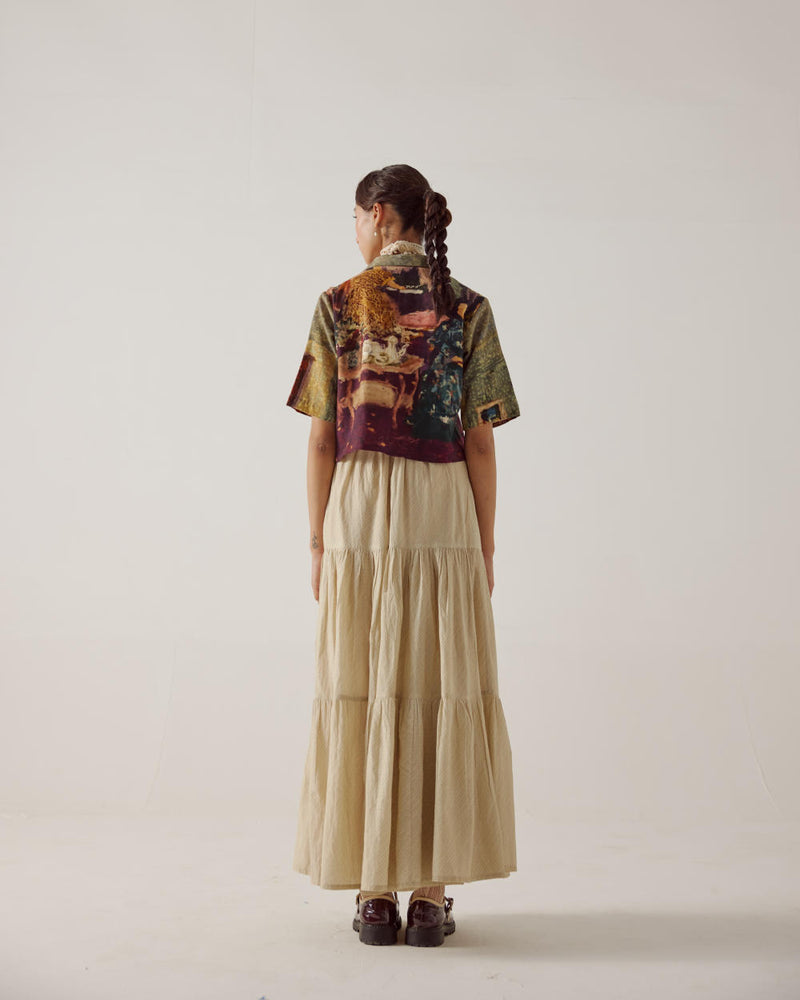 Crop Shirt -High Tea cotton by CORD in multi for women in Singapore