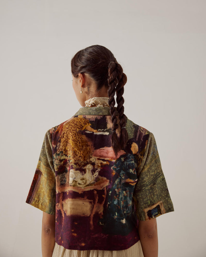 Crop Shirt -High Tea cotton by CORD in multi for women in Singapore