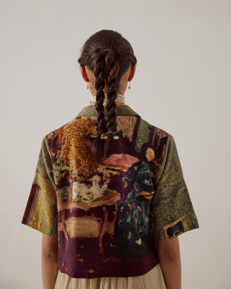 Crop Shirt -High Tea cotton by CORD in multi for women in Singapore