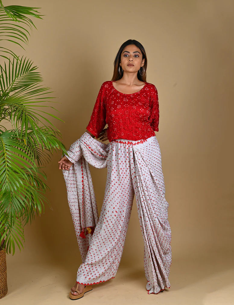 CROP TOP-RED silk by Dyelogue in red color for women in Singapore