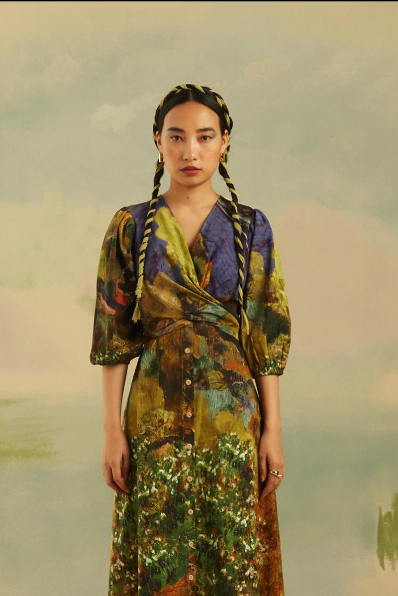 Cross Over Dress - Mosaic poplin Dress by CORD for women in Singapore