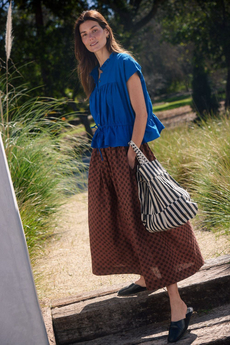 Crow Market Tote – Monochrome Stripe cotton by World of Crow in beige color for women in Singapore