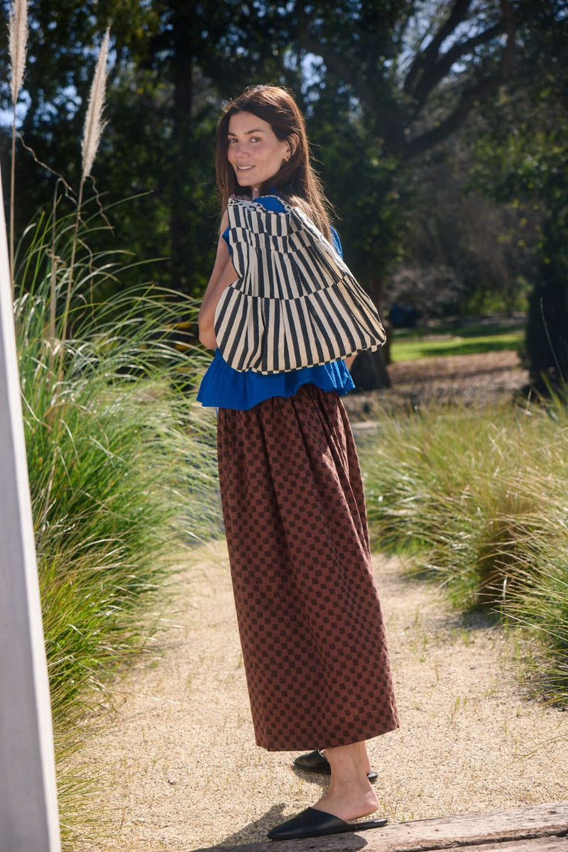 Crow Market Tote – Monochrome Stripe cotton by World of Crow in beige color for women in Singapore