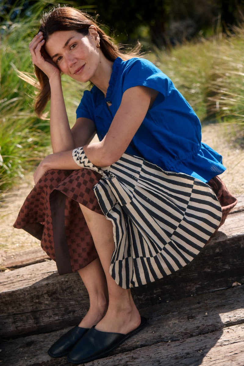 Crow Market Tote – Monochrome Stripe cotton by World of Crow in beige color for women in Singapore