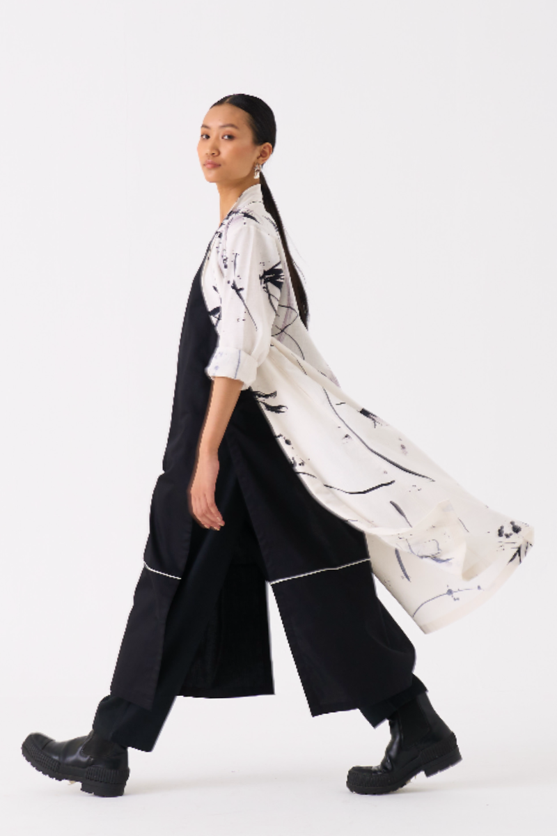 WRAP COLLAR OVERLAY-BLACK FLORAL by THREE in black color for women in Singapore
