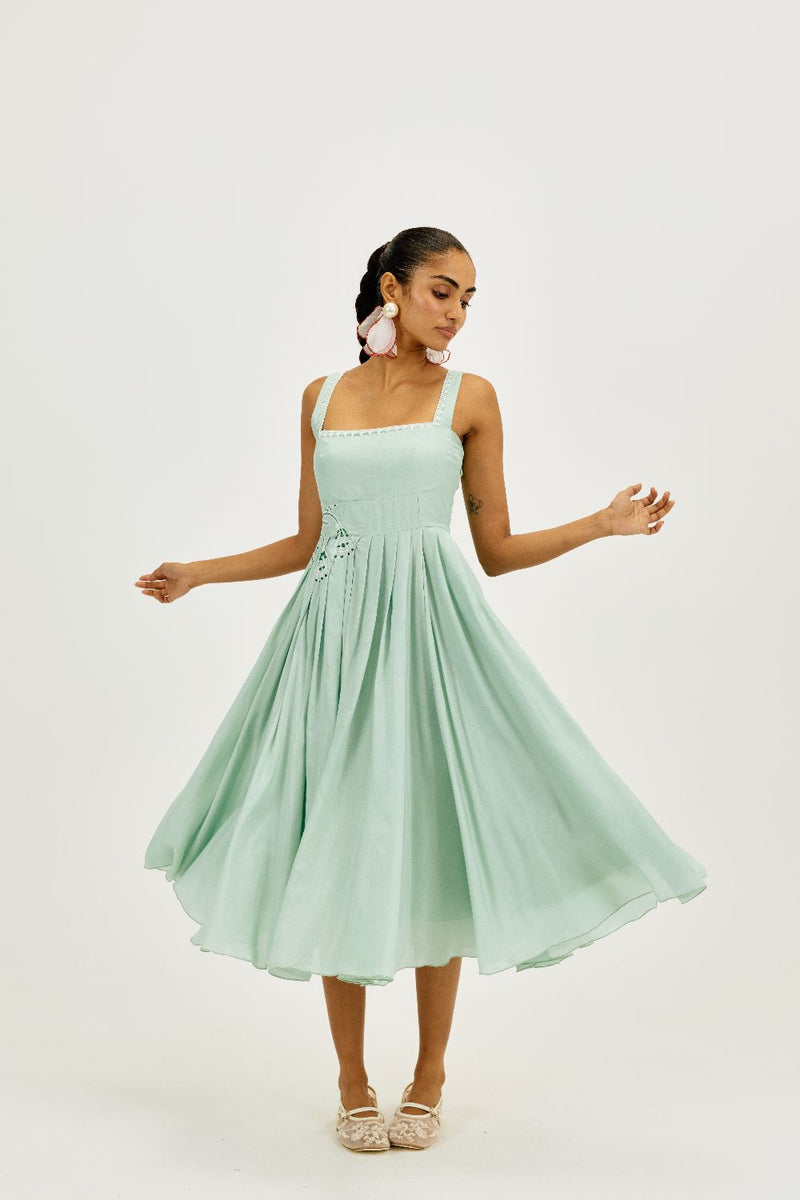 Cuna Pleated Dress silk by JodiLife for women in Singapore