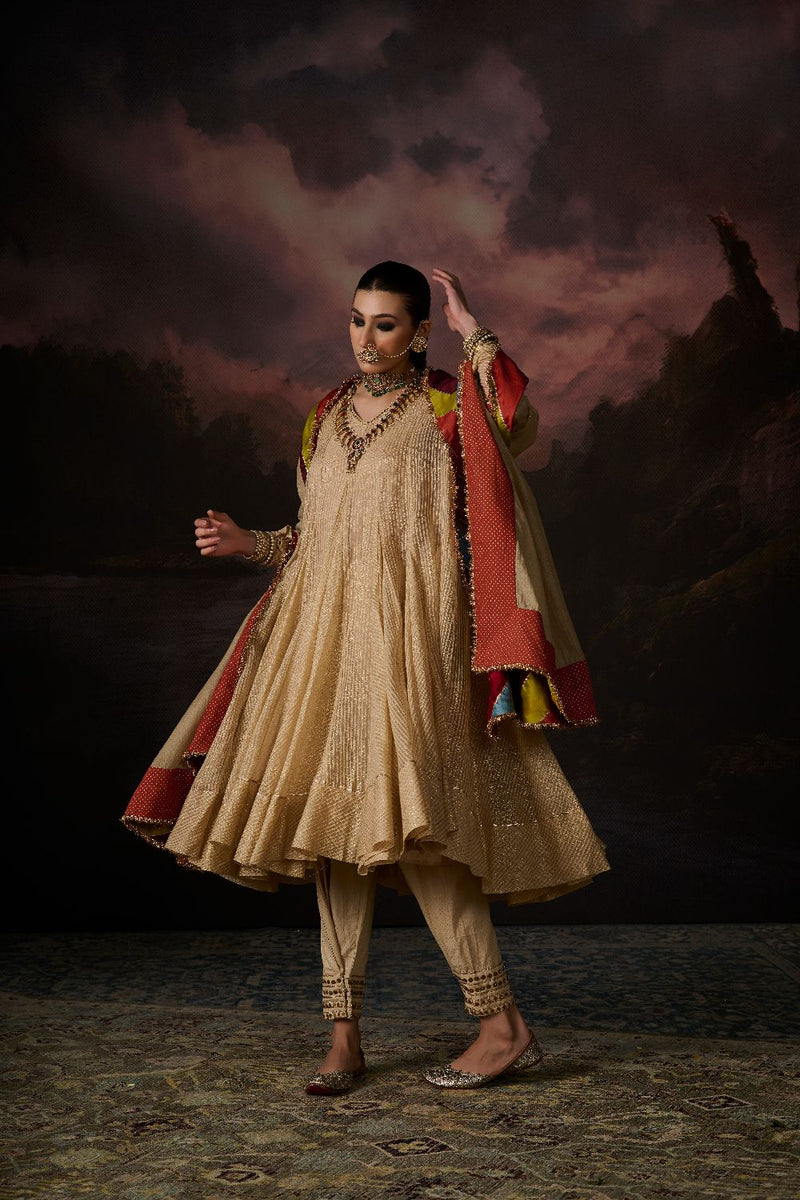 DAANIA KURTA organza by SWATTI KAPOOR in gold color for women in Singapore