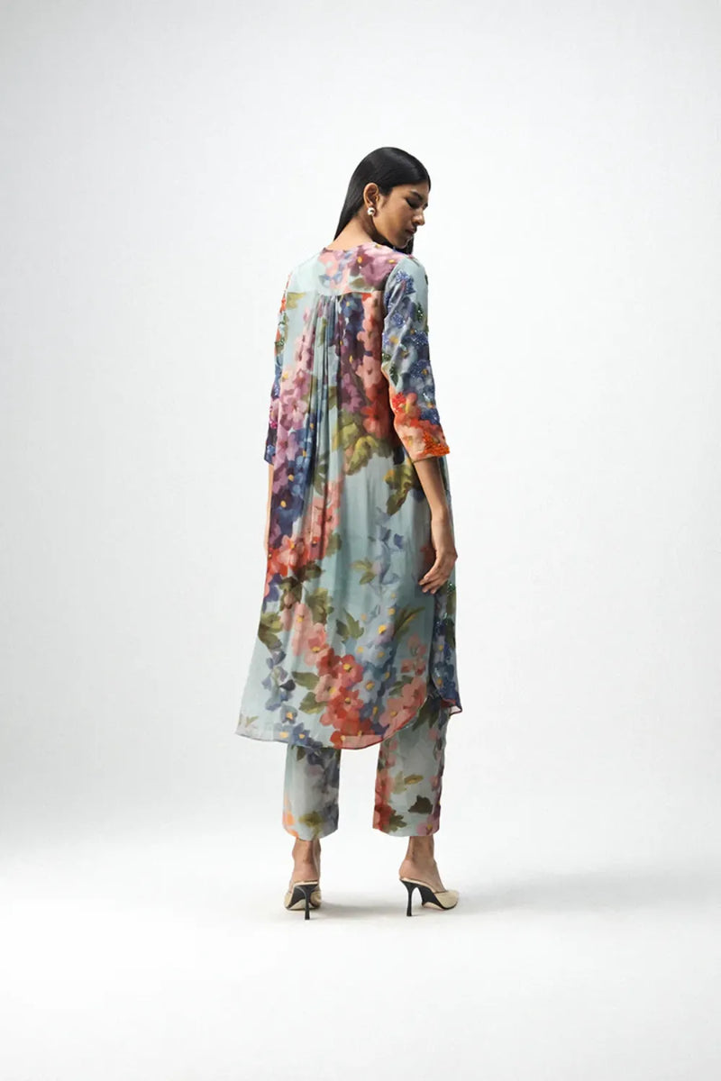 DARLINGTON LONG EMBROIDERED KURTA SET mul by Yam in multi color for women in Singapore