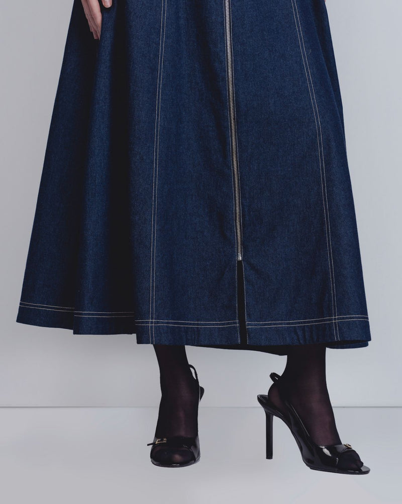 Denim Panelled Dress - Denim Blue cotton Buy Denim Panelled Dress - Denim Blue from C&W | Dresses for Women by Leh Studios in blue color for women in Singapore