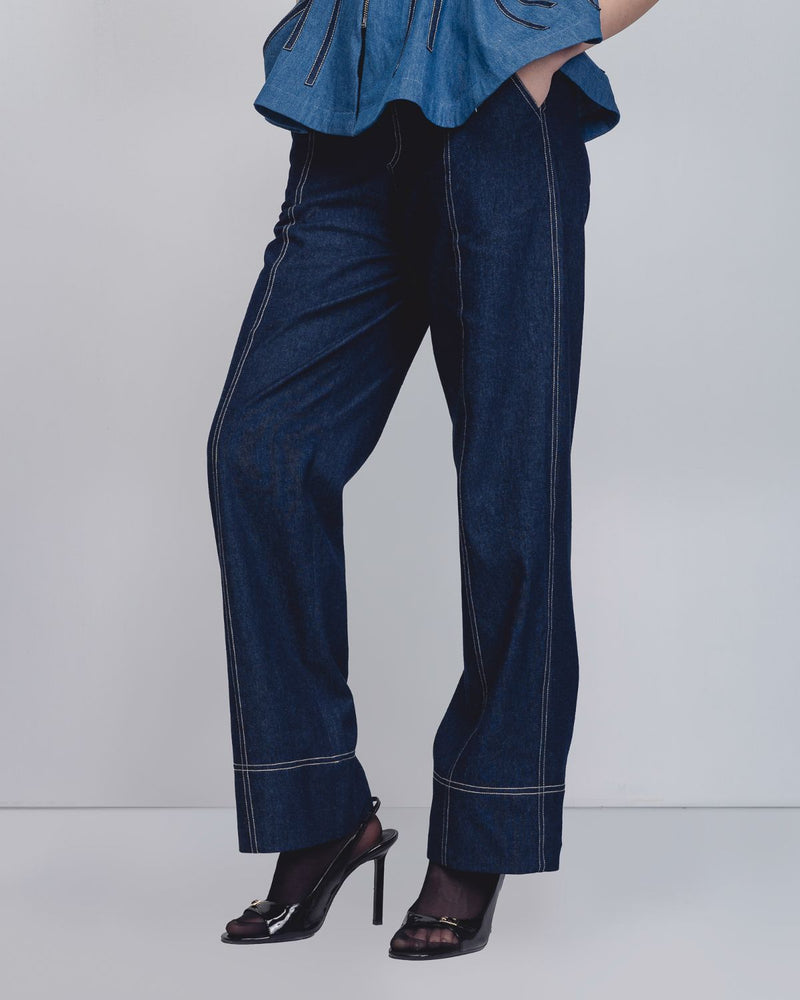 Spirale Denim Top - Denim Blue cotton Buy Spirale Denim Top - Denim Blue from C&W | Tops And Shirts for Women by Leh Studios in blue color for women in Singapore