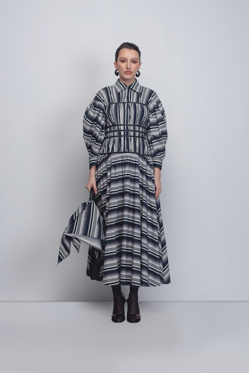 Dia Dress - Black + White Stripes cotton Buy Dia Dress - Black + White Stripes from C&W | Dresses for Women by Leh Studios in black color for women in Singapore