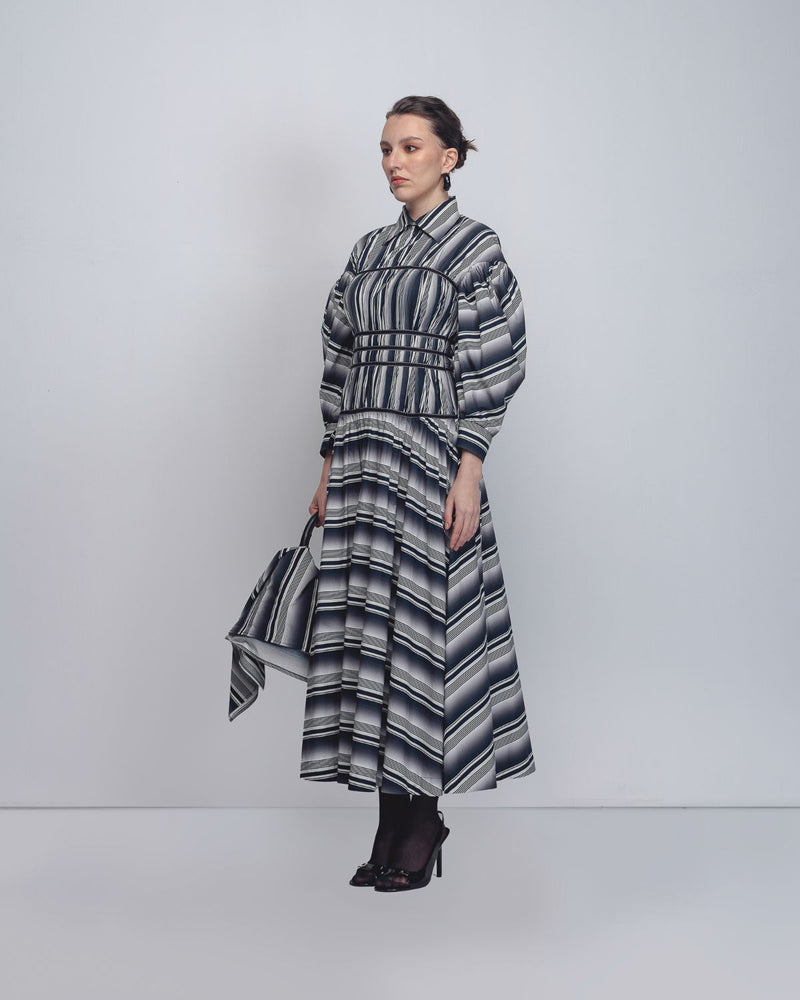Dia Dress - Black + White Stripes cotton Buy Dia Dress - Black + White Stripes from C&W | Dresses for Women by Leh Studios in black color for women in Singapore