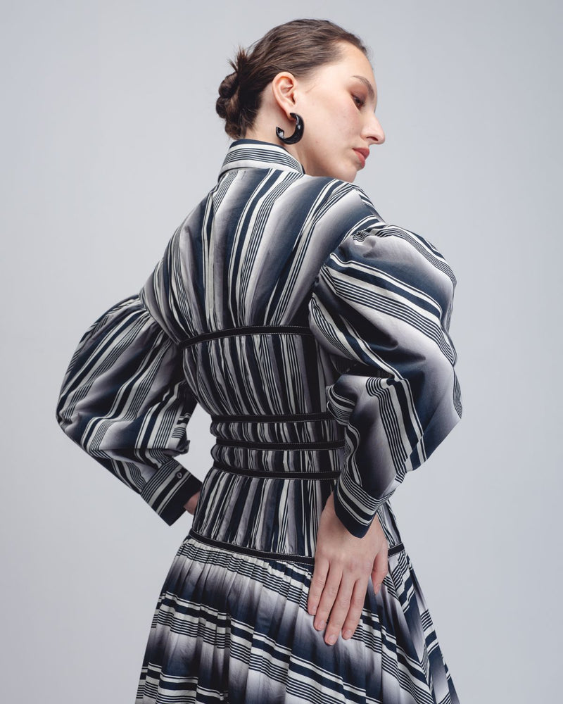 Dia Dress - Black + White Stripes cotton Buy Dia Dress - Black + White Stripes from C&W | Dresses for Women by Leh Studios in black color for women in Singapore