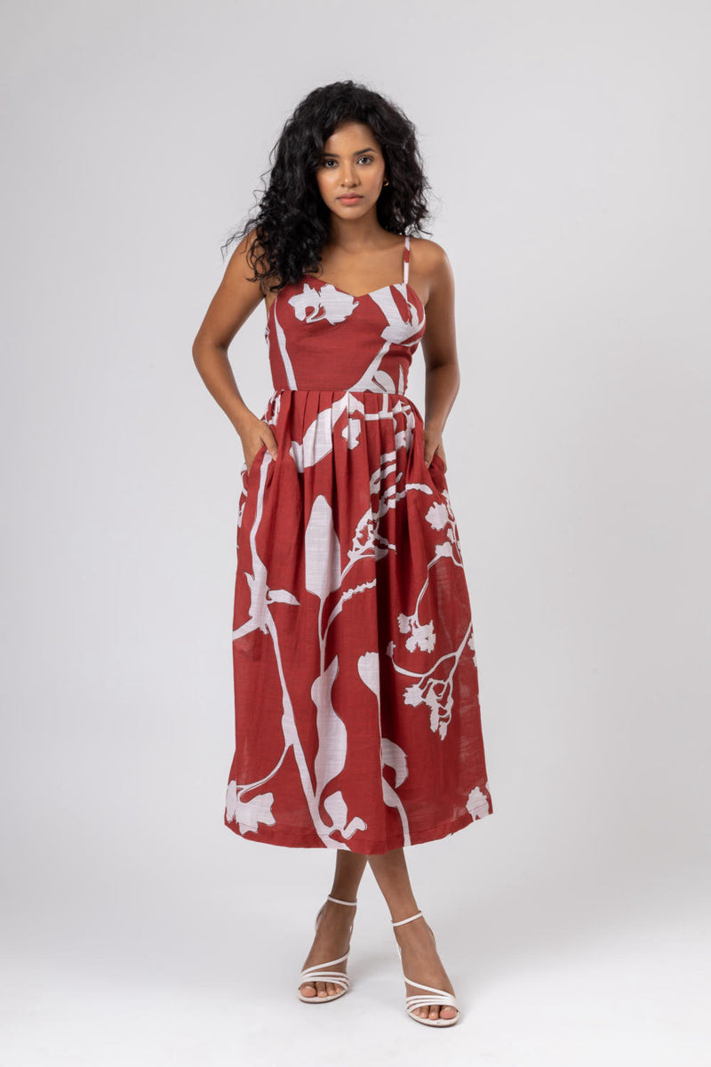 Mary printed dress organic cotton gauge by Doodlage in multi color for women in Singapore