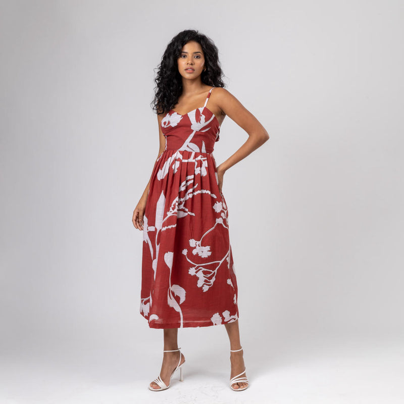 Mary printed dress organic cotton gauge by Doodlage in multi color for women in Singapore