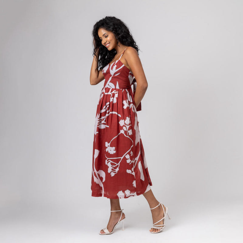 Mary printed dress organic cotton gauge by Doodlage in multi color for women in Singapore