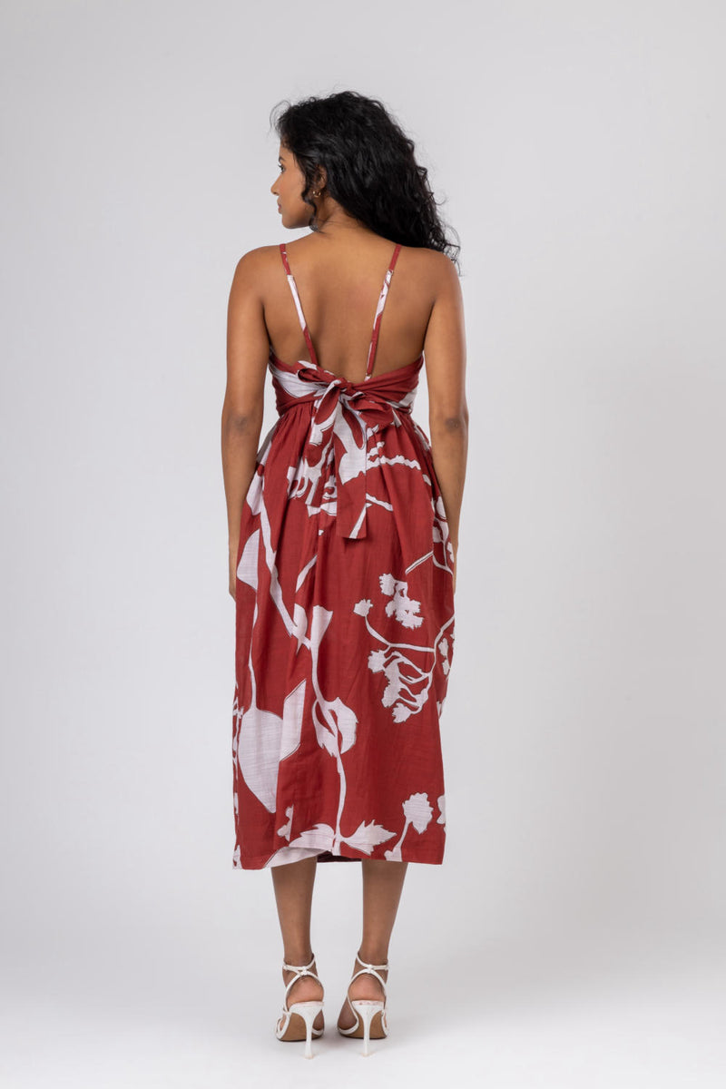 Mary printed dress organic cotton gauge by Doodlage in multi color for women in Singapore