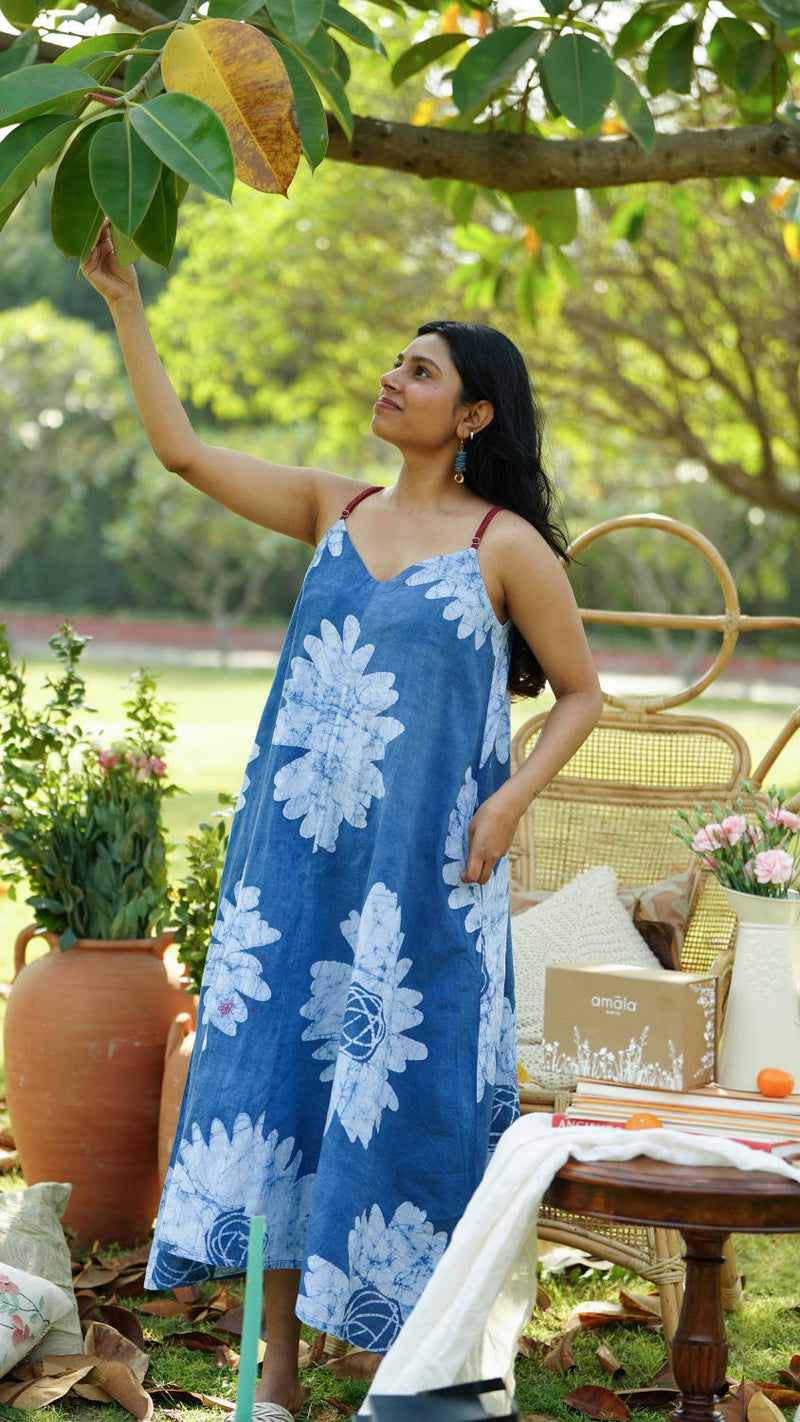 YUI SLIP DRESS by Doodlage in blue color for women in Singapore