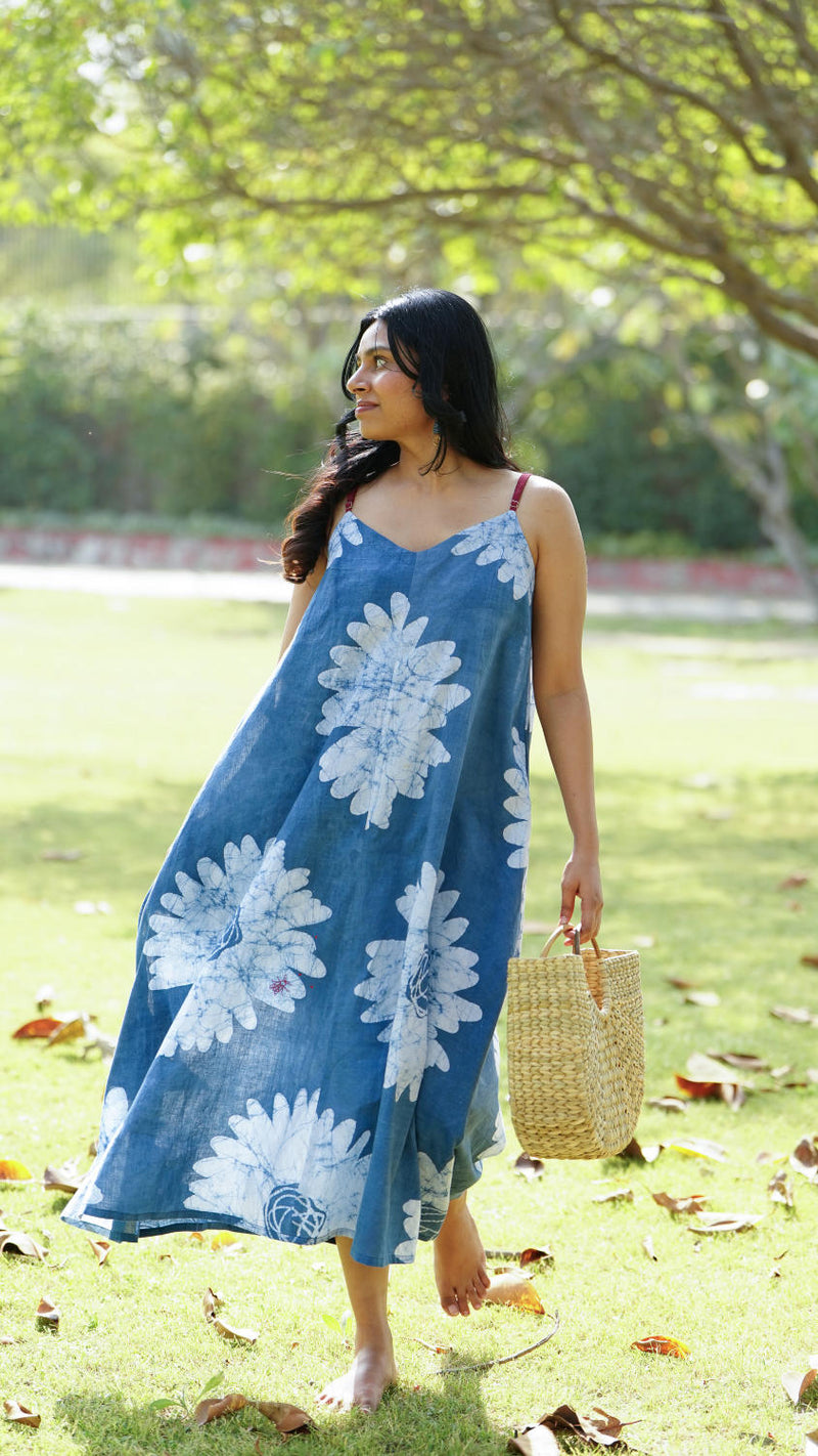 YUI SLIP DRESS by Doodlage in blue color for women in Singapore