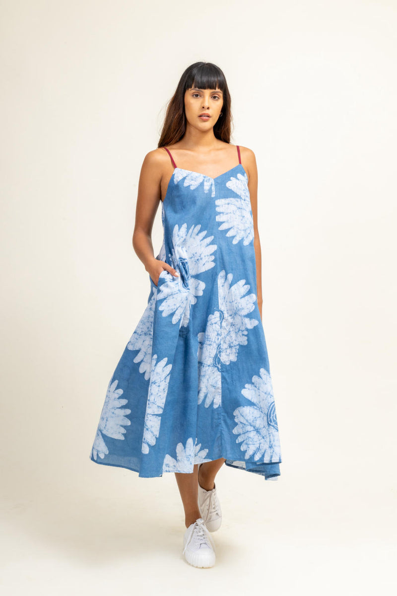 YUI SLIP DRESS by Doodlage in blue color for women in Singapore