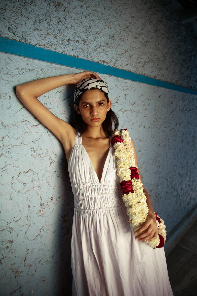 August White Dress by Doodlage in purple color for women in Singapore