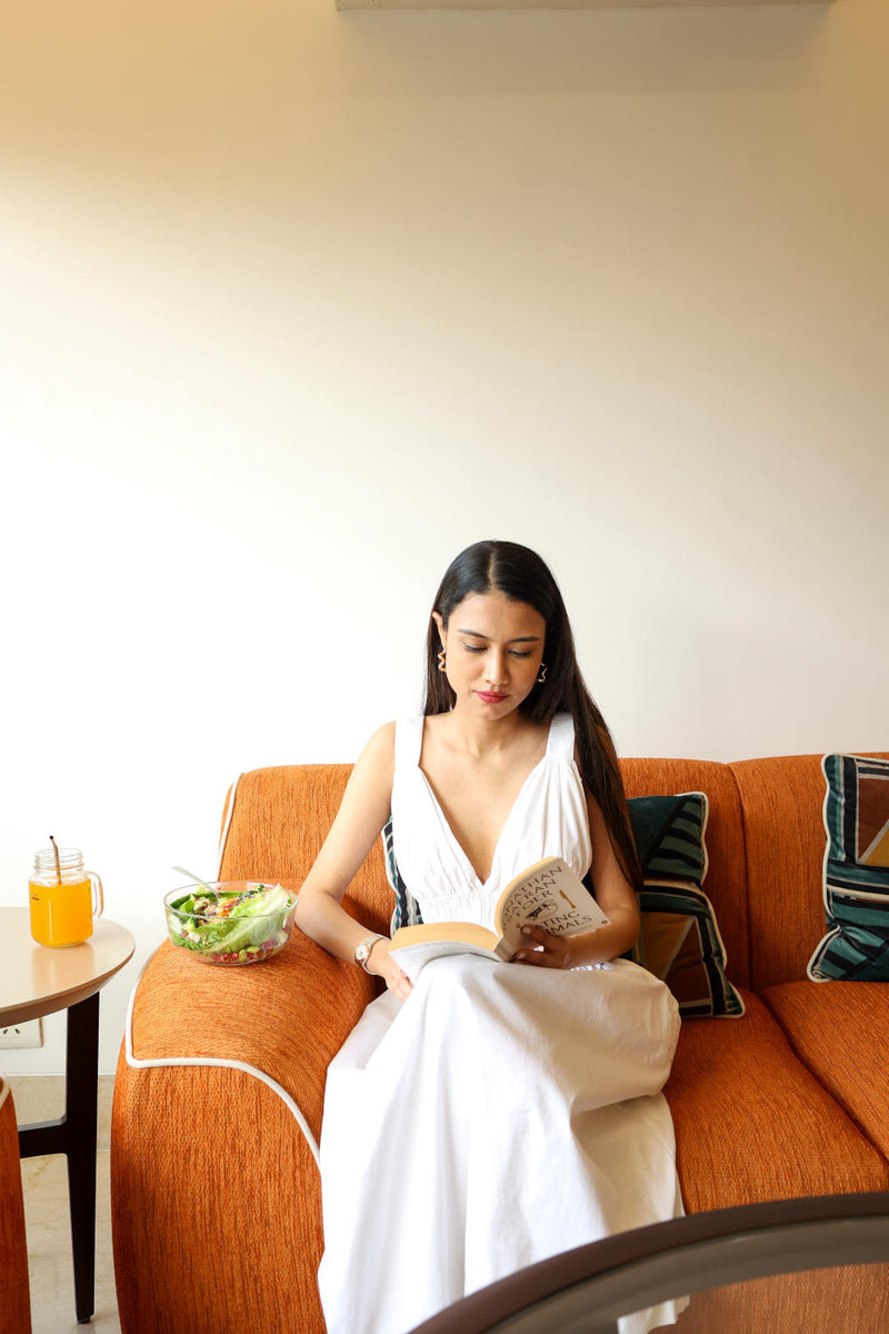 August White Dress by Doodlage in purple color for women in Singapore