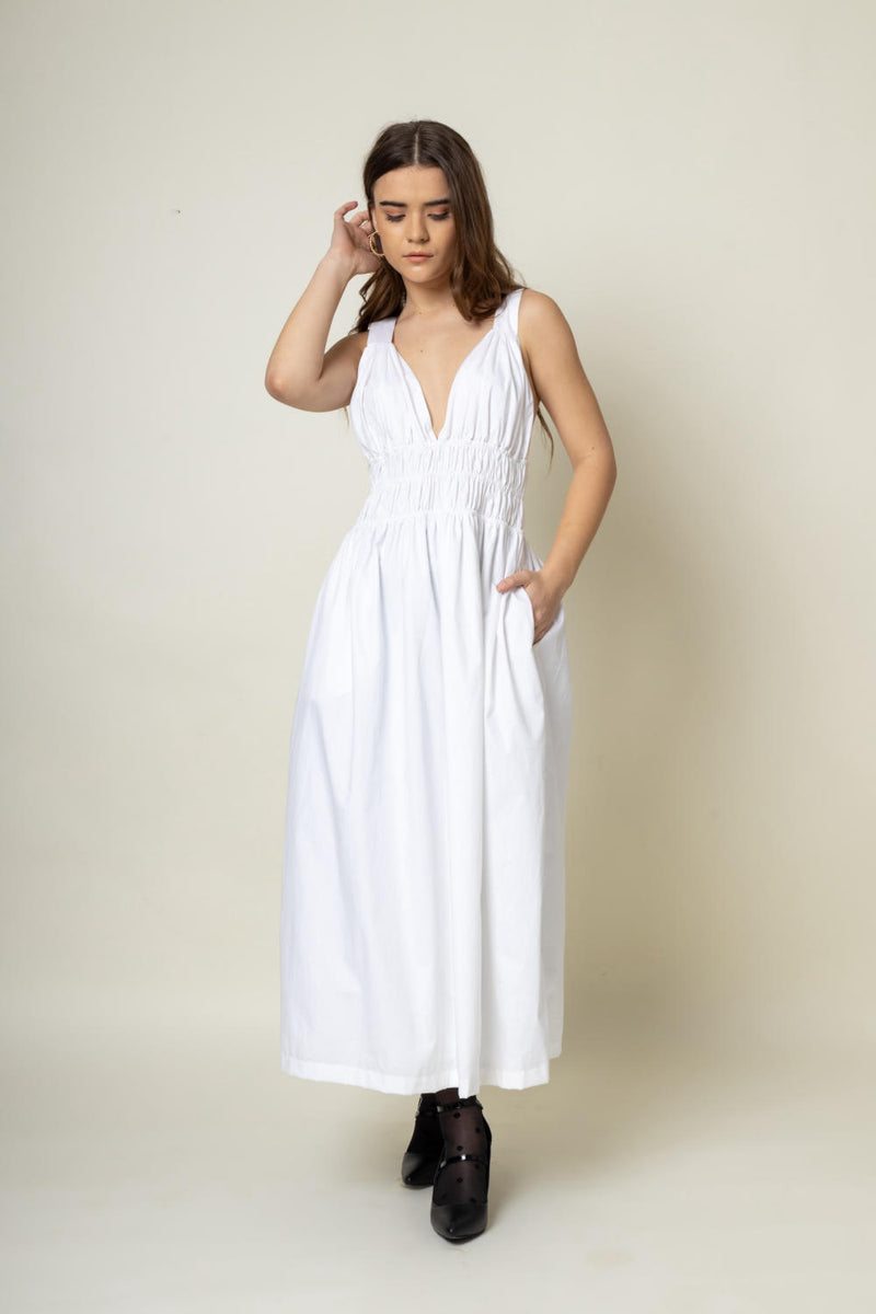 August White Dress by Doodlage in purple color for women in Singapore