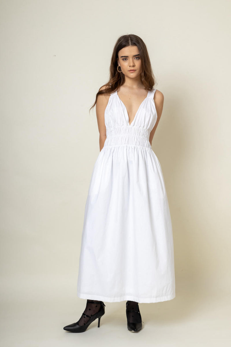 August White Dress by Doodlage in purple color for women in Singapore