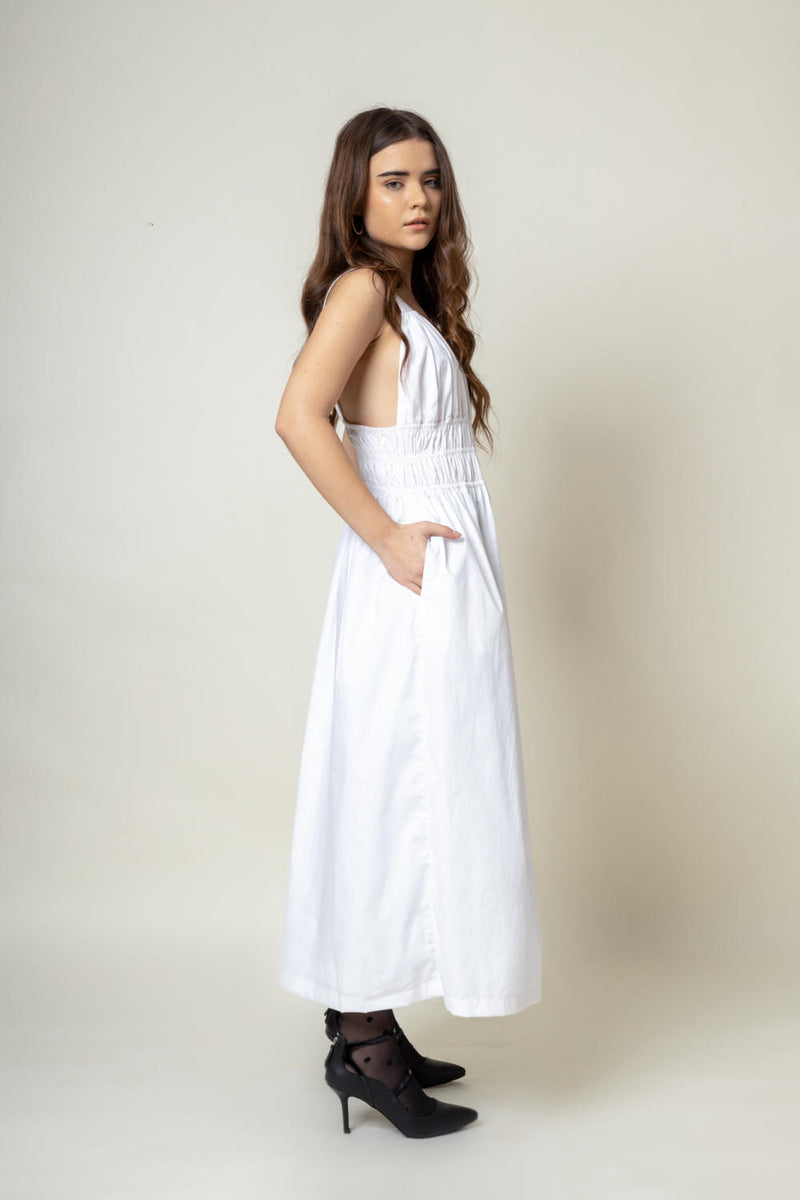 August White Dress by Doodlage in purple color for women in Singapore
