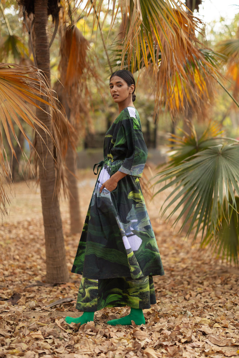 Doris Green Dress by Doodlage in green color for women in Singapore
