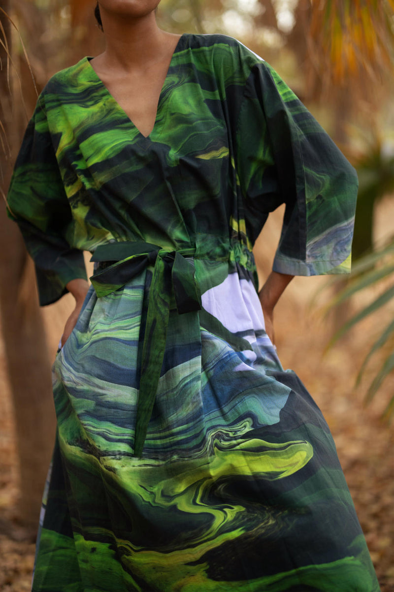 Doris Green Dress by Doodlage in green color for women in Singapore