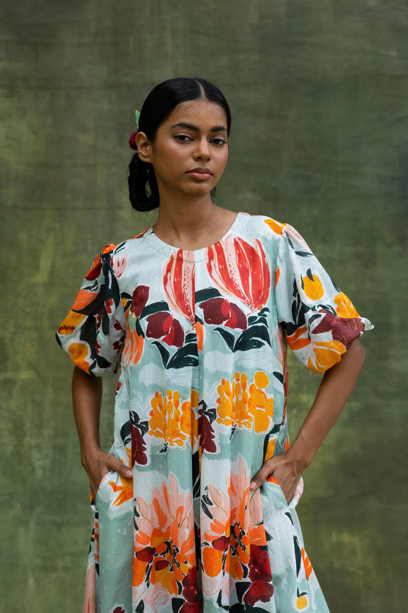 Jill Printed Dress mul by Doodlage in multi color for women in Singapore