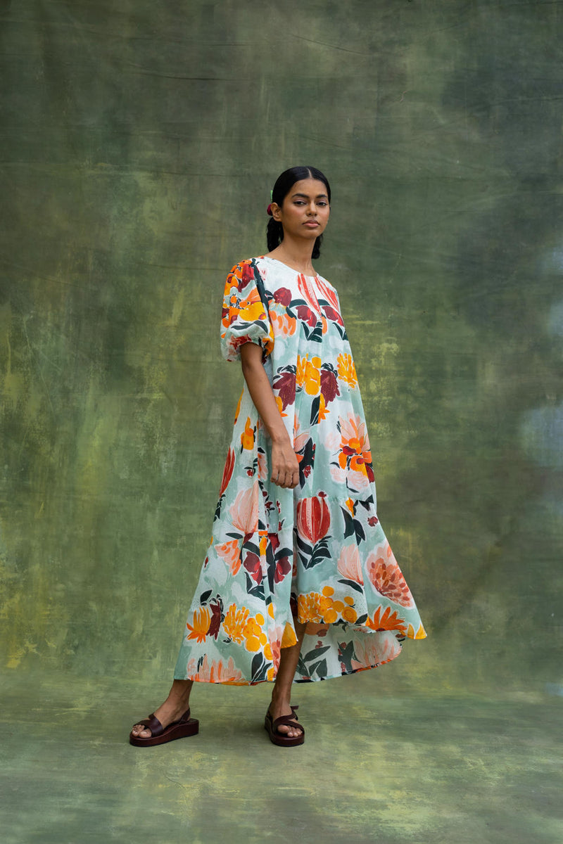 Jill Printed Dress mul by Doodlage in multi color for women in Singapore