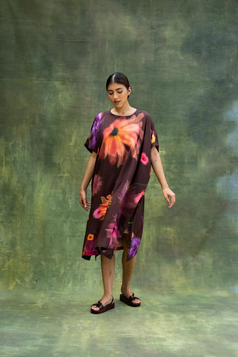 Blair Printed Kaftan by Doodlage in brown color for women in Singapore