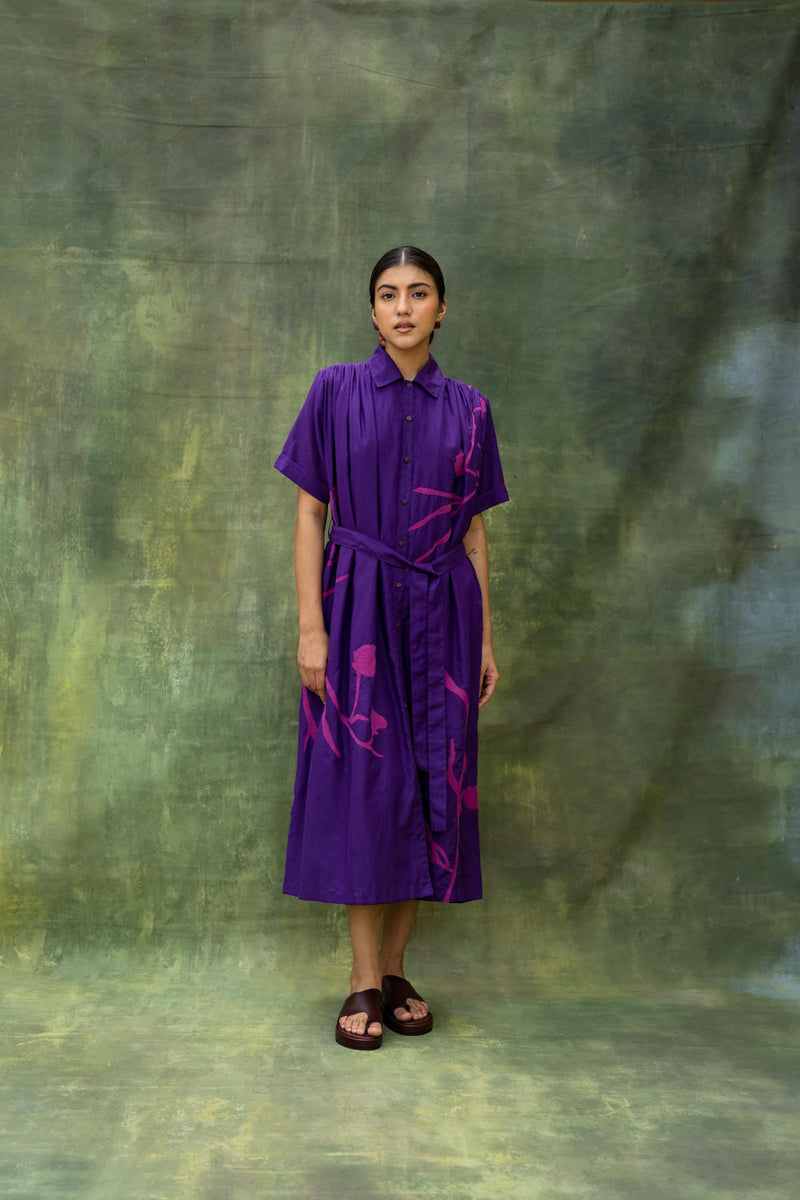 Zora Embroidered Dress by Doodlage in purple color for women in Singapore